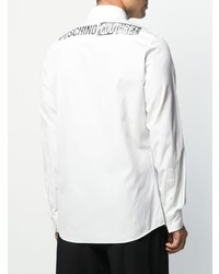 Chemise à manches longues imprimée blanche et noire Moschino