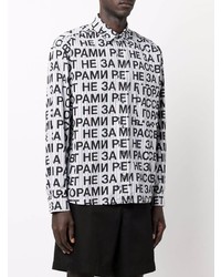 Chemise à manches longues imprimée blanche et noire PACCBET