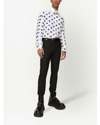 Chemise à manches longues imprimée blanche et noire Dolce & Gabbana