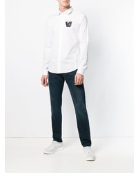 Chemise à manches longues imprimée blanche et noire Versace Jeans