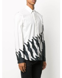 Chemise à manches longues imprimée blanche et noire Just Cavalli