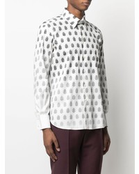 Chemise à manches longues imprimée blanche et noire Billionaire