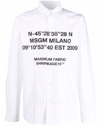 Chemise à manches longues imprimée blanche et noire MSGM