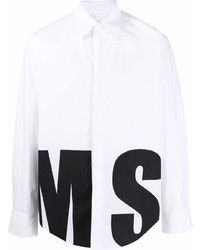 Chemise à manches longues imprimée blanche et noire MSGM