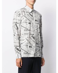 Chemise à manches longues imprimée blanche et noire Sandro Paris