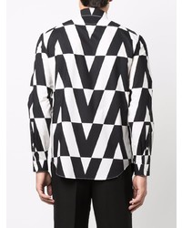 Chemise à manches longues imprimée blanche et noire Valentino