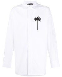 Chemise à manches longues imprimée blanche et noire Palm Angels