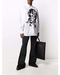 Chemise à manches longues imprimée blanche et noire Raf Simons