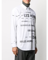 Chemise à manches longues imprimée blanche et noire Les Hommes