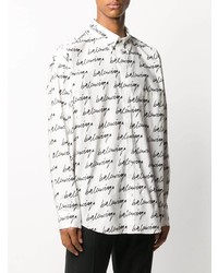 Chemise à manches longues imprimée blanche et noire Balenciaga