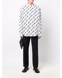 Chemise à manches longues imprimée blanche et noire Balenciaga