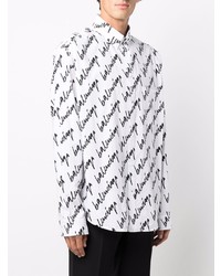 Chemise à manches longues imprimée blanche et noire Balenciaga