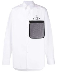 Chemise à manches longues imprimée blanche et noire Valentino