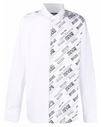 Chemise à manches longues imprimée blanche et noire VERSACE JEANS COUTURE