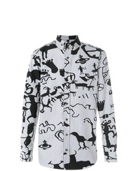 Chemise à manches longues imprimée blanche et noire Vivienne Westwood