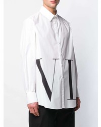 Chemise à manches longues imprimée blanche et noire Valentino