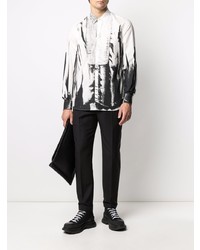 Chemise à manches longues imprimée blanche et noire Alexander McQueen