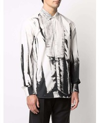 Chemise à manches longues imprimée blanche et noire Alexander McQueen