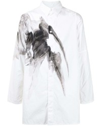 Chemise à manches longues imprimée blanche et noire Yohji Yamamoto