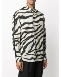 Chemise à manches longues imprimée blanche et noire Just Cavalli