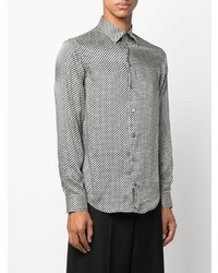 Chemise à manches longues imprimée blanche et noire Emporio Armani