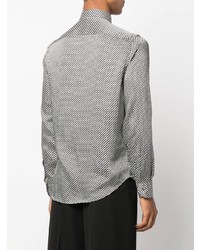 Chemise à manches longues imprimée blanche et noire Emporio Armani