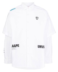 Chemise à manches longues imprimée blanche AAPE BY A BATHING APE