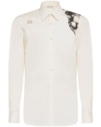 Chemise à manches longues imprimée blanche Alexander McQueen