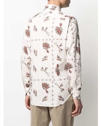 Chemise à manches longues imprimée blanche Etro