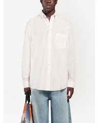 Chemise à manches longues imprimée blanche Balenciaga
