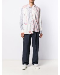 Chemise à manches longues imprimée blanche Loewe