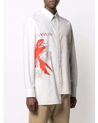 Chemise à manches longues imprimée blanche Lanvin