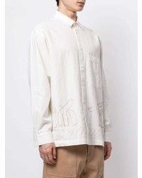 Chemise à manches longues imprimée blanche Jacquemus