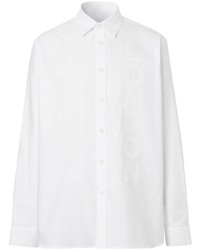 Chemise à manches longues imprimée blanche Burberry