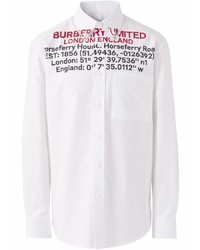 Chemise à manches longues imprimée blanche Burberry