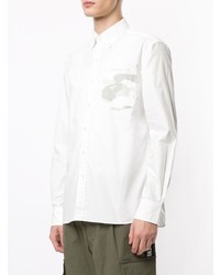 Chemise à manches longues imprimée blanche A Bathing Ape