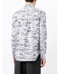 Chemise à manches longues imprimée blanche Comme des Garcons Homme Deux