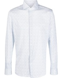 Chemise à manches longues imprimée blanche Corneliani