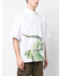 Chemise à manches longues imprimée blanche MSGM