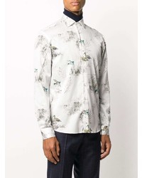 Chemise à manches longues imprimée blanche Etro