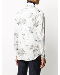 Chemise à manches longues imprimée blanche Etro