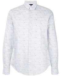 Chemise à manches longues imprimée blanche Emporio Armani