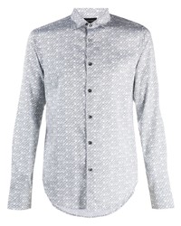 Chemise à manches longues imprimée blanche Emporio Armani