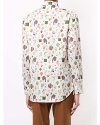 Chemise à manches longues imprimée blanche Etro