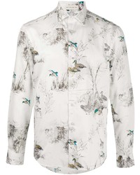 Chemise à manches longues imprimée blanche Etro