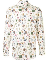 Chemise à manches longues imprimée blanche Etro