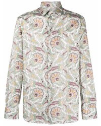 Chemise à manches longues imprimée blanche Etro