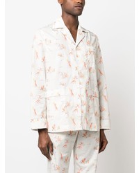 Chemise à manches longues imprimée blanche MAISON KITSUNÉ