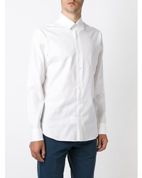 Chemise à manches longues imprimée blanche Salvatore Ferragamo