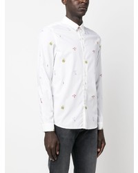 Chemise à manches longues imprimée blanche PS Paul Smith